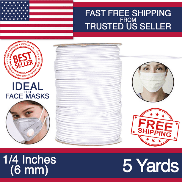 20 YARDS Flat Elastic 1/4 Inch Knit White FAST FREE SHIPPING Same or Next Day